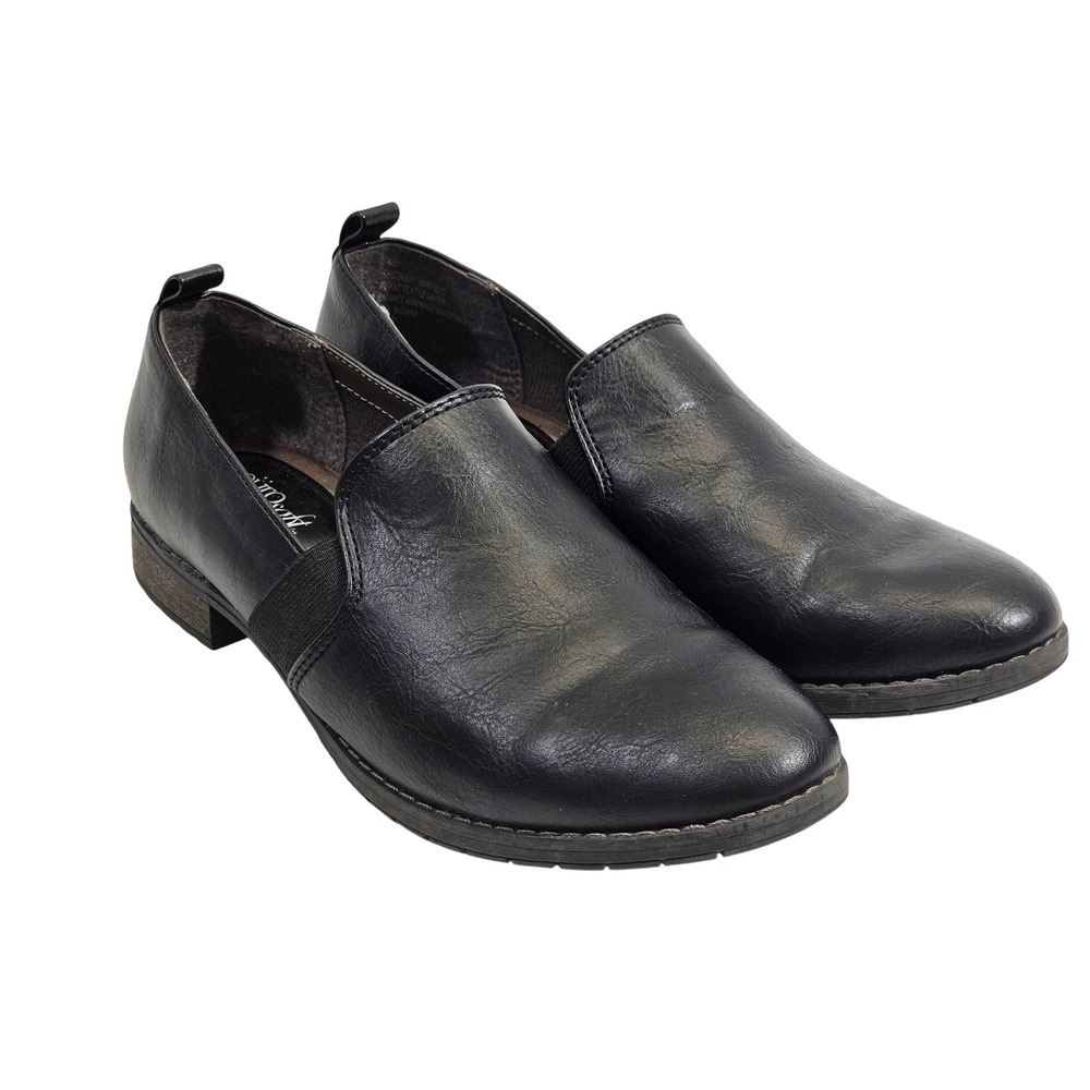 Eurosoft Wayfield Loafers Womens 9.5 Black PU Leather Slip On Comfort Flats Shoe